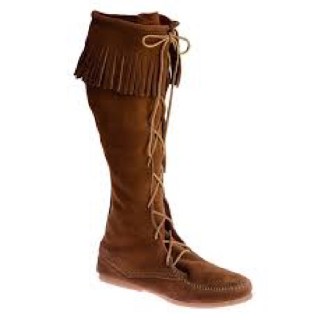 Minnetonka knee high brown moccasin boots